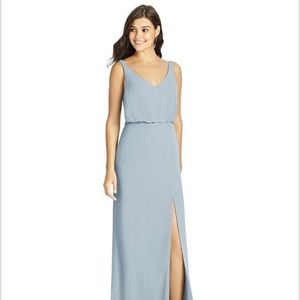 Mist color Bridesmaid dress maxi floor length mermaid fit with slit